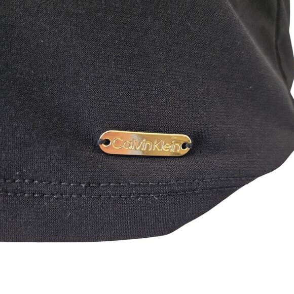 Calvin Klein Black Flutter Sleeve V-neck Blouse Top Sz XL Minimalist Old Money - Picture 3 of 10